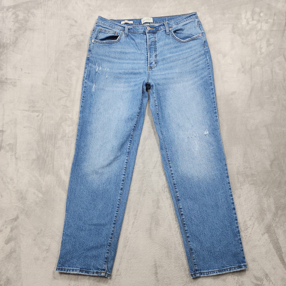 Universal Thread Jeans Womens 16 Blue High Rise 90s Straight Stretch Distressed